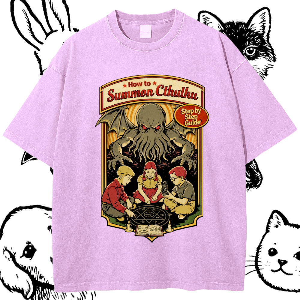 Cthulhu Summoning Guide Cotton Vintage Wash Classic Graphic Tee