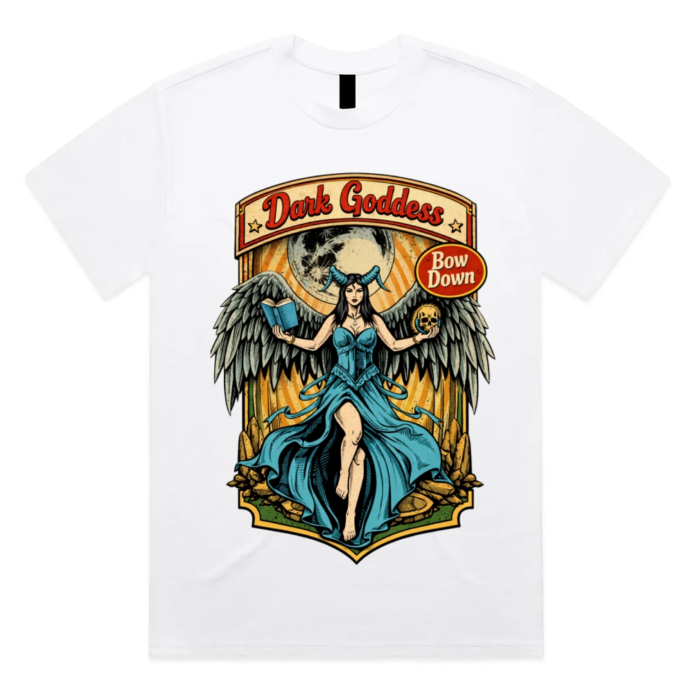 Bow Down Dark Goddess Cotton Classic Fit Retro Dark Humor Graphic Tee