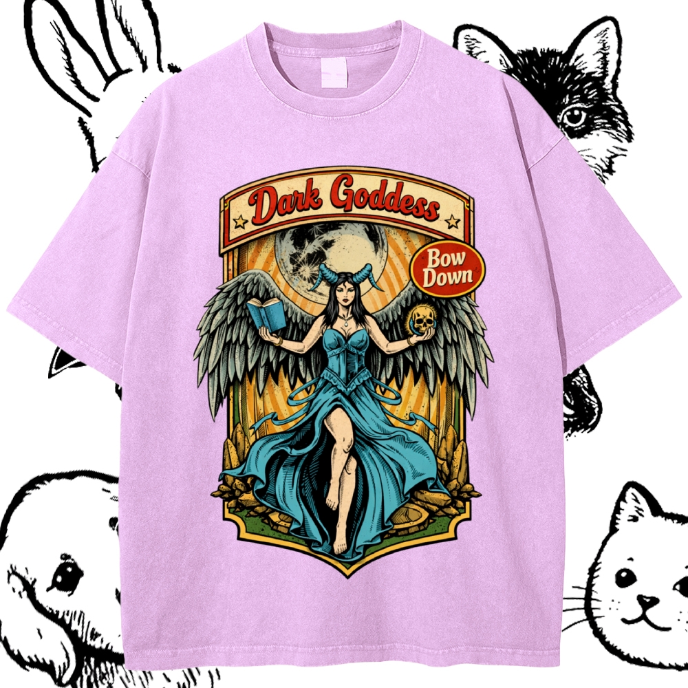 Bow Down Dark Goddess Cotton Vintage Wash Classic Graphic Tee