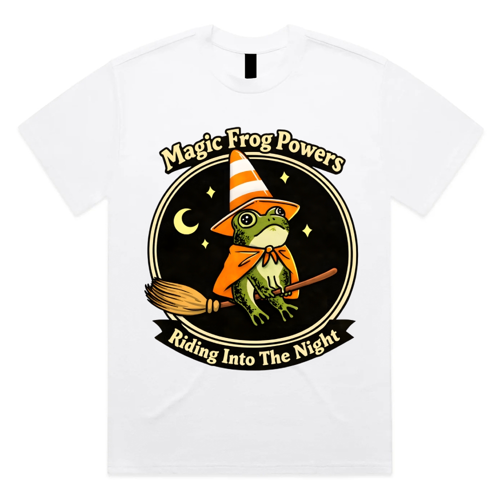 Magic Frog Wizard Night Cotton Classic Fit Retro Dark Humor Graphic Tee