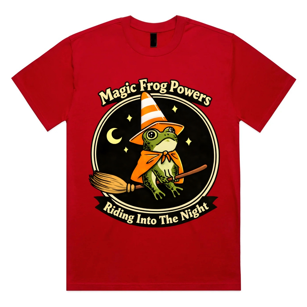 Magic Frog Wizard Night Cotton Classic Fit Retro Dark Humor Graphic Tee