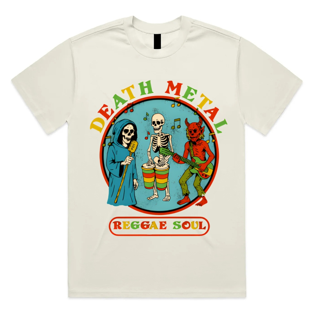 Death Metal Reggae Band Cotton Classic Fit Retro Dark Humor Graphic Tee