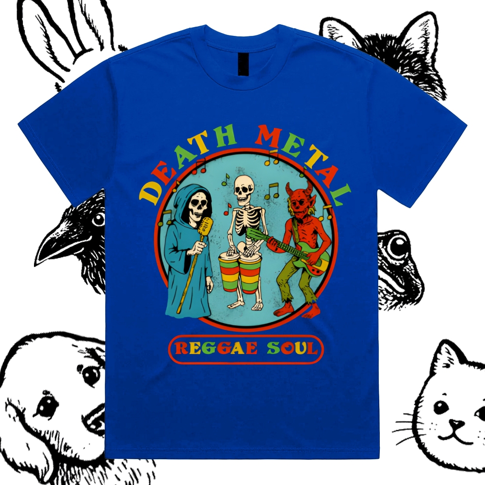 Death Metal Reggae Band Cotton Classic Fit Retro Dark Humor Graphic Tee