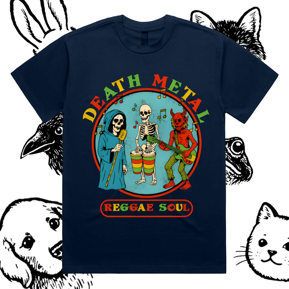 Death Metal Reggae Band Cotton Classic Fit Retro Dark Humor Graphic Tee