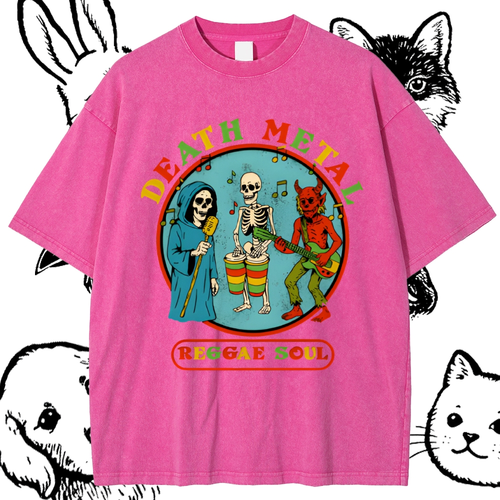 Death Metal Reggae Band Cotton Vintage Wash Classic Graphic Tee