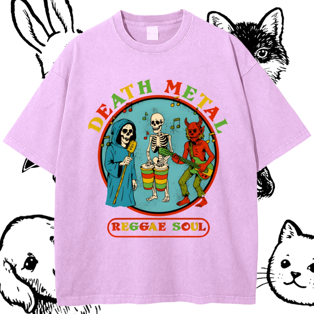 Death Metal Reggae Band Cotton Vintage Wash Classic Graphic Tee