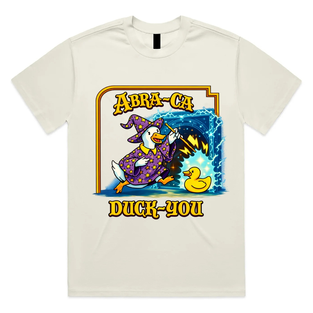 Abra Ca Duck You Wizard Cotton Classic Fit Retro Dark Humor Graphic Tee