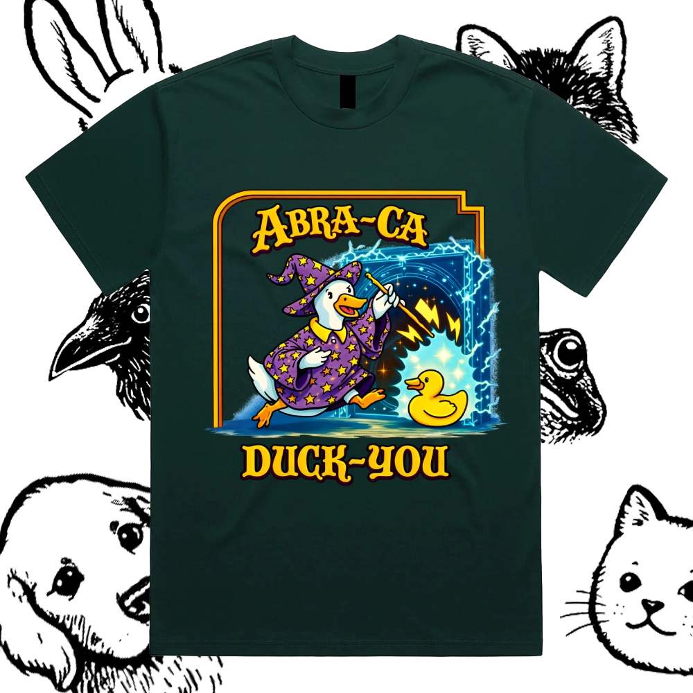 Abra Ca Duck You Wizard Cotton Classic Fit Retro Dark Humor Graphic Tee