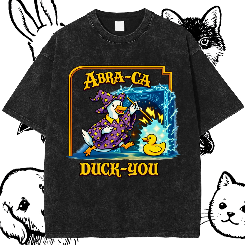 Abra Ca Duck You Wizard Cotton Vintage Wash Classic Graphic Tee