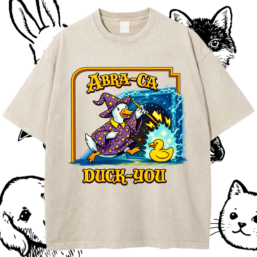 Abra Ca Duck You Wizard Cotton Vintage Wash Classic Graphic Tee