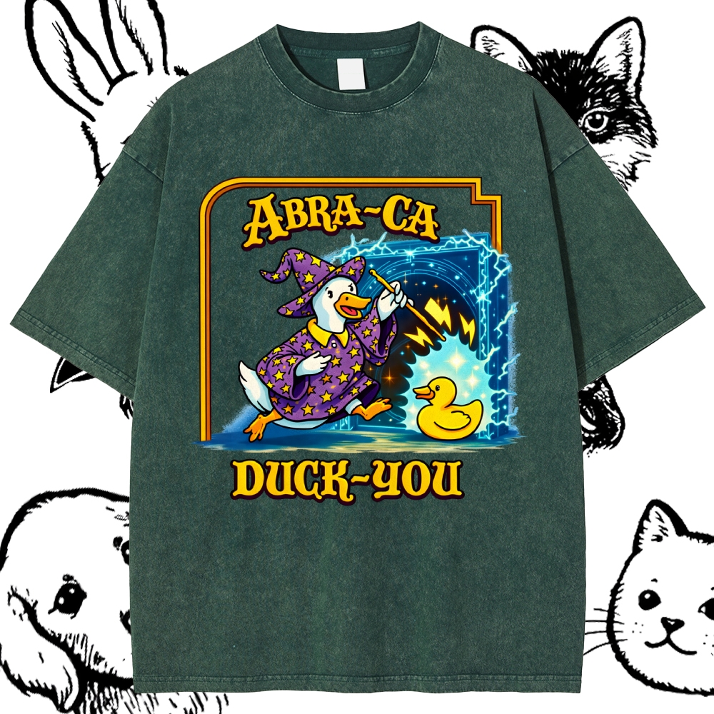 Abra Ca Duck You Wizard Cotton Vintage Wash Classic Graphic Tee