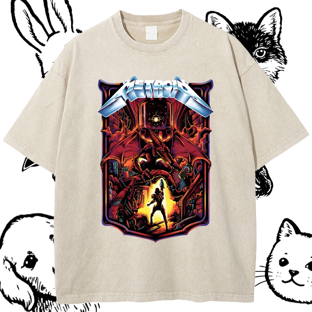 Metroid Ridley Boss Battle Cotton Vintage Wash Classic Graphic Tee