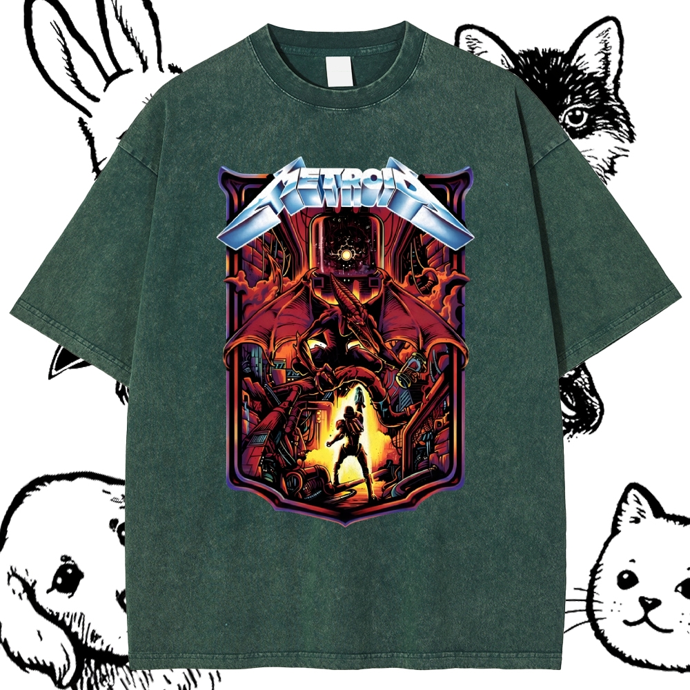 Metroid Ridley Boss Battle Cotton Vintage Wash Classic Graphic Tee