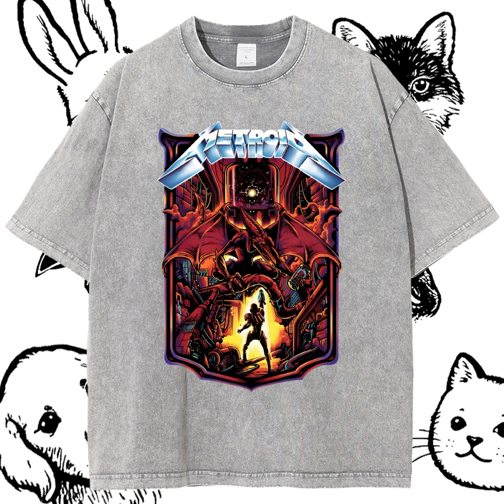 Metroid Ridley Boss Battle Cotton Vintage Wash Classic Graphic Tee