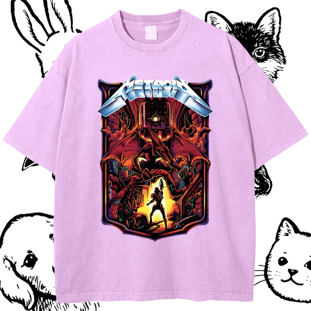 Metroid Ridley Boss Battle Cotton Vintage Wash Classic Graphic Tee
