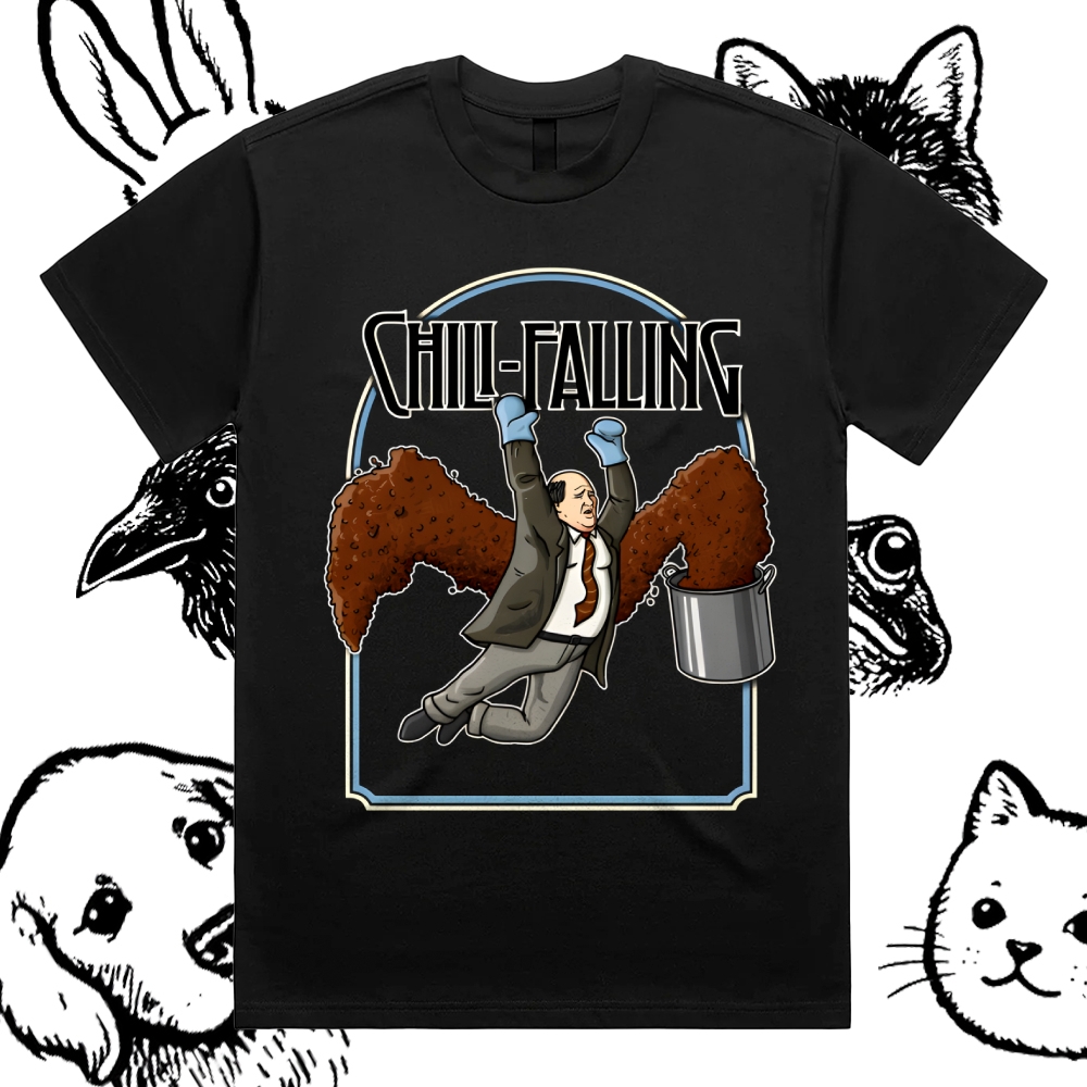 Kevin Chili Falling Epic Cotton Classic Fit Retro Dark Humor Graphic Tee