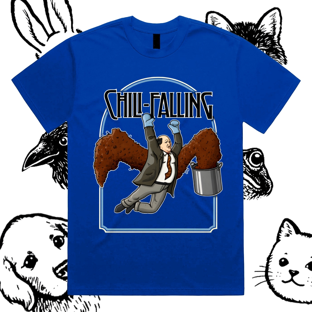 Kevin Chili Falling Epic Cotton Classic Fit Retro Dark Humor Graphic Tee