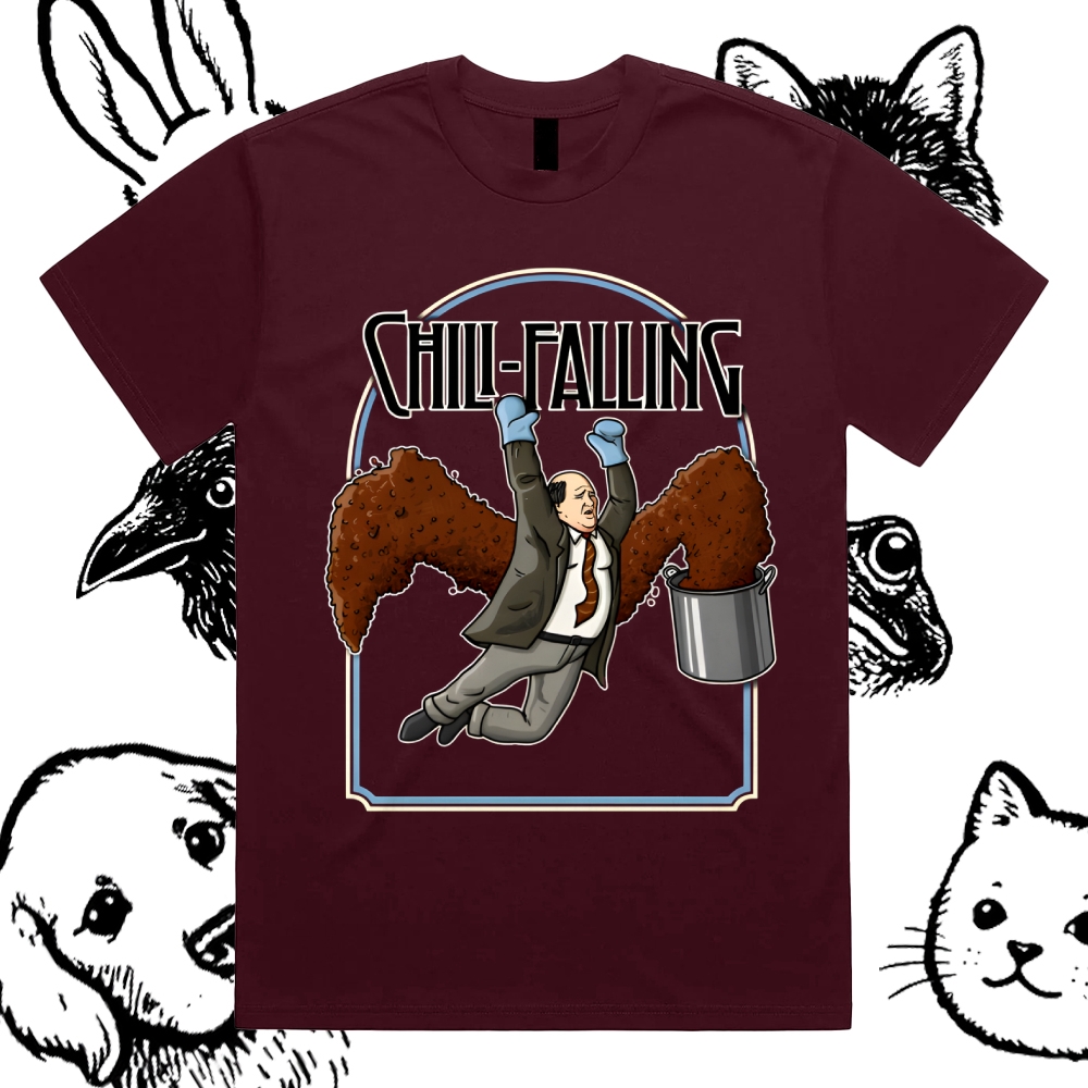 Kevin Chili Falling Epic Cotton Classic Fit Retro Dark Humor Graphic Tee