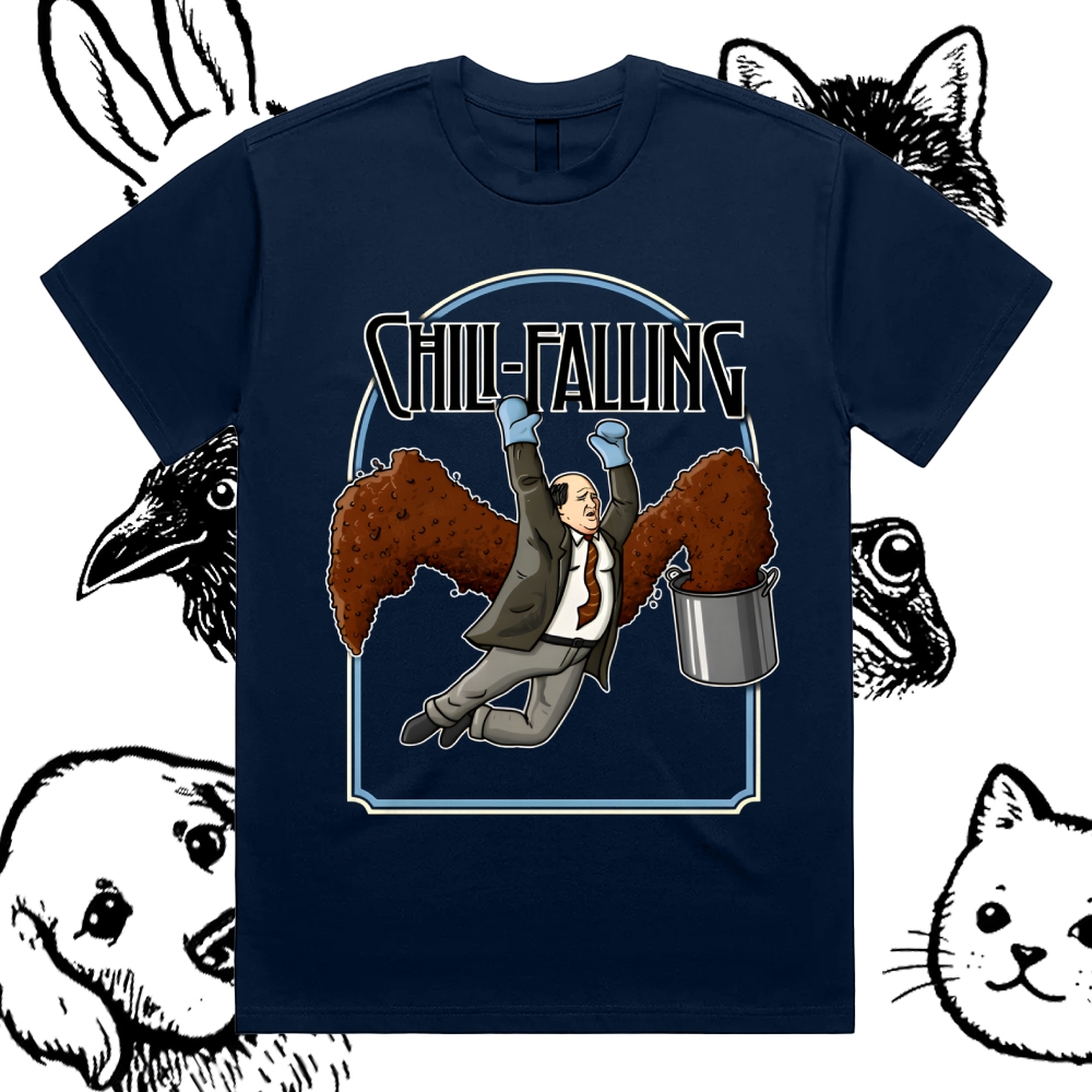 Kevin Chili Falling Epic Cotton Classic Fit Retro Dark Humor Graphic Tee