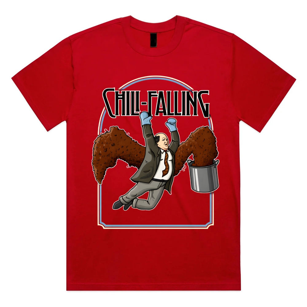 Kevin Chili Falling Epic Cotton Classic Fit Retro Dark Humor Graphic Tee