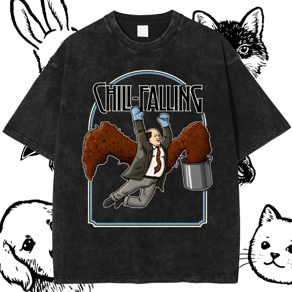 Kevin Chili Falling Epic Cotton Vintage Wash Classic Graphic Tee