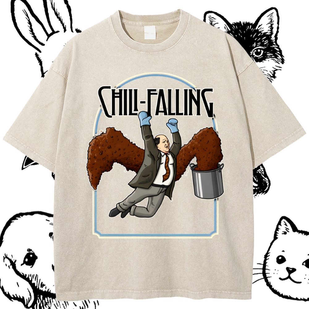 Kevin Chili Falling Epic Cotton Vintage Wash Classic Graphic Tee