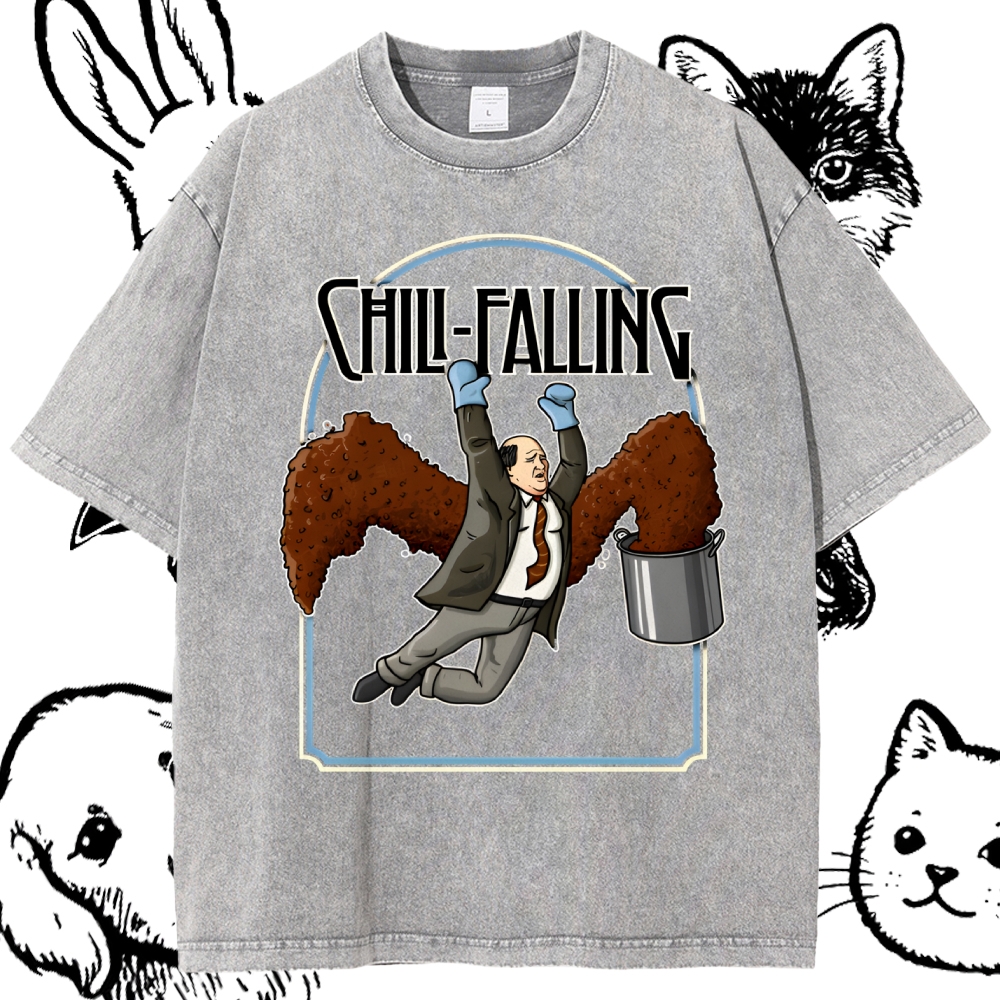 Kevin Chili Falling Epic Cotton Vintage Wash Classic Graphic Tee