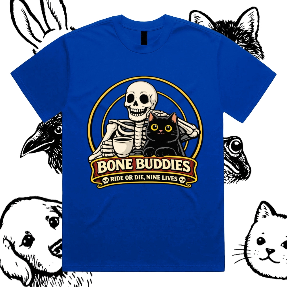 Coffee & Nine Lives Cotton Classic Fit Retro Dark Humor Graphic Tee