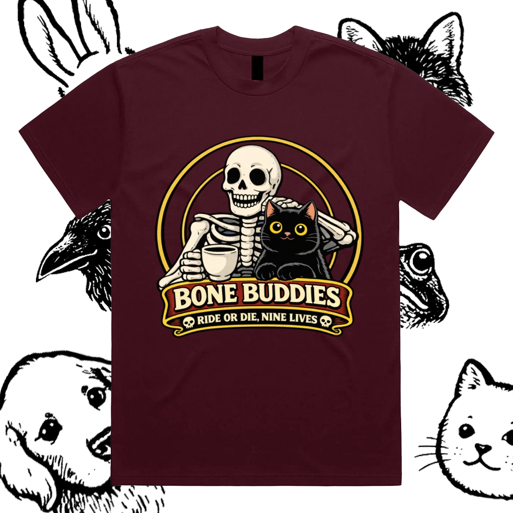 Coffee & Nine Lives Cotton Classic Fit Retro Dark Humor Graphic Tee