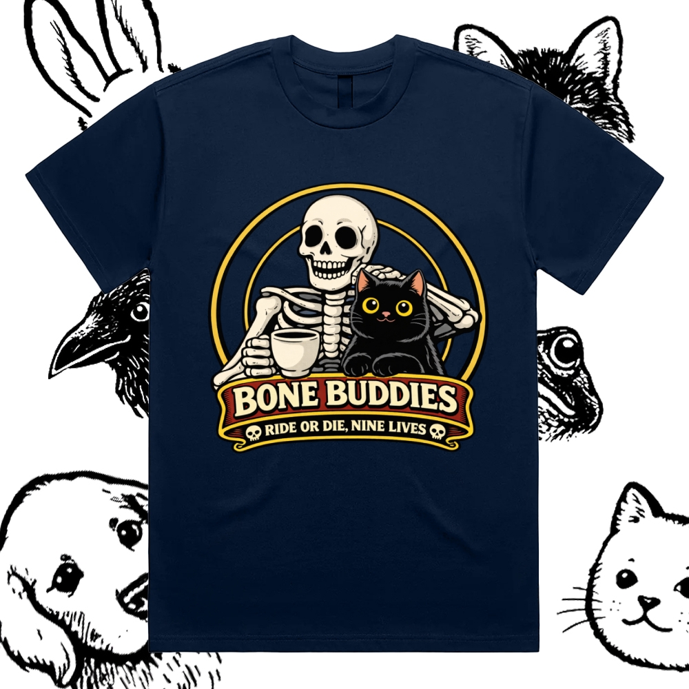 Coffee & Nine Lives Cotton Classic Fit Retro Dark Humor Graphic Tee