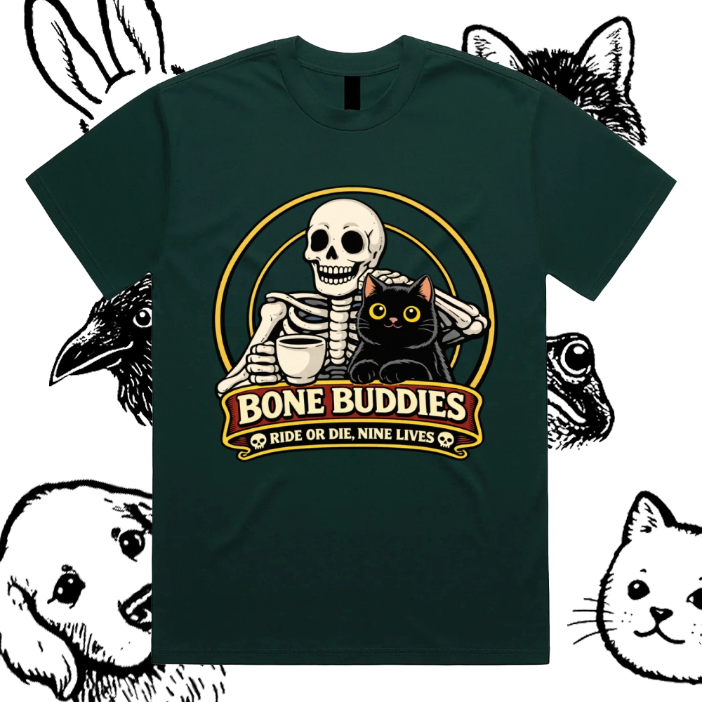 Coffee & Nine Lives Cotton Classic Fit Retro Dark Humor Graphic Tee