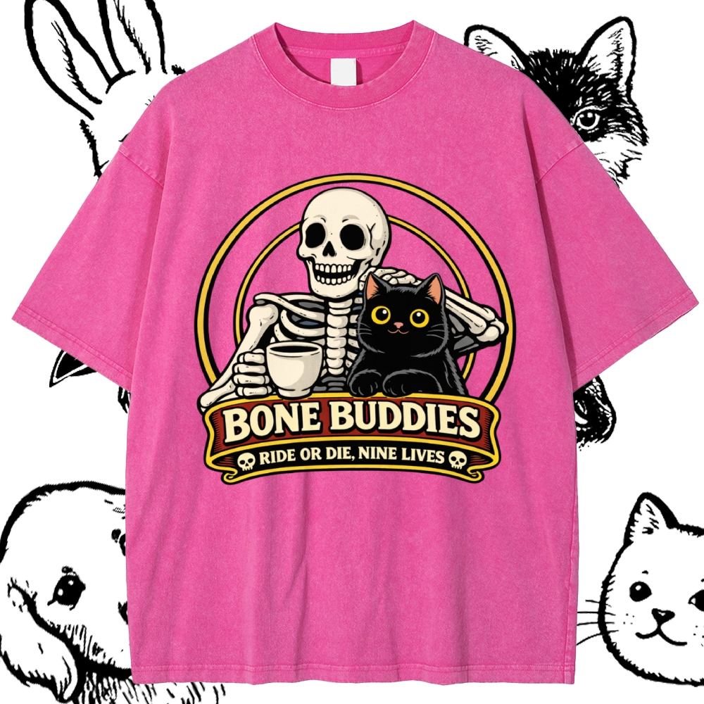 Coffee & Nine Lives Cotton Vintage Wash Classic Graphic Tee