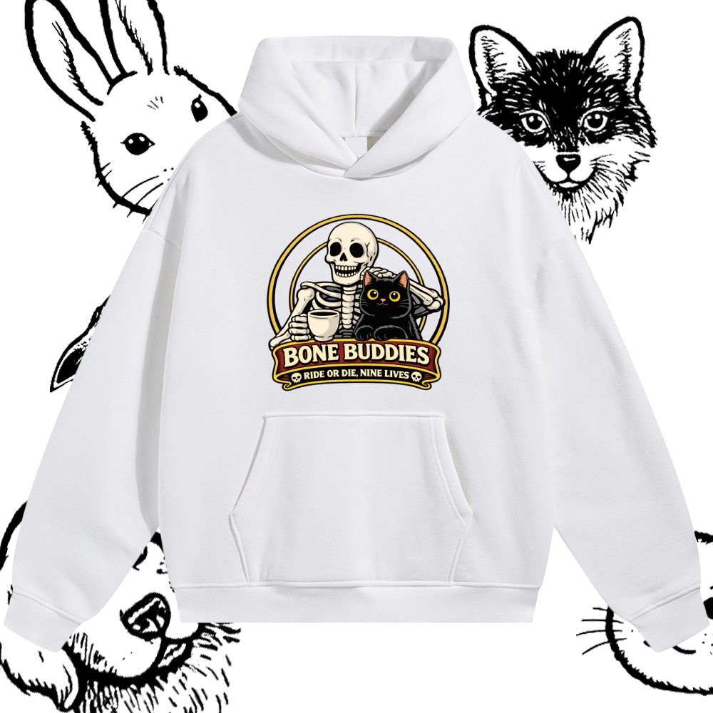 Coffee & Nine Lives Cotton Blend Classic Fit Unisex Hoodie