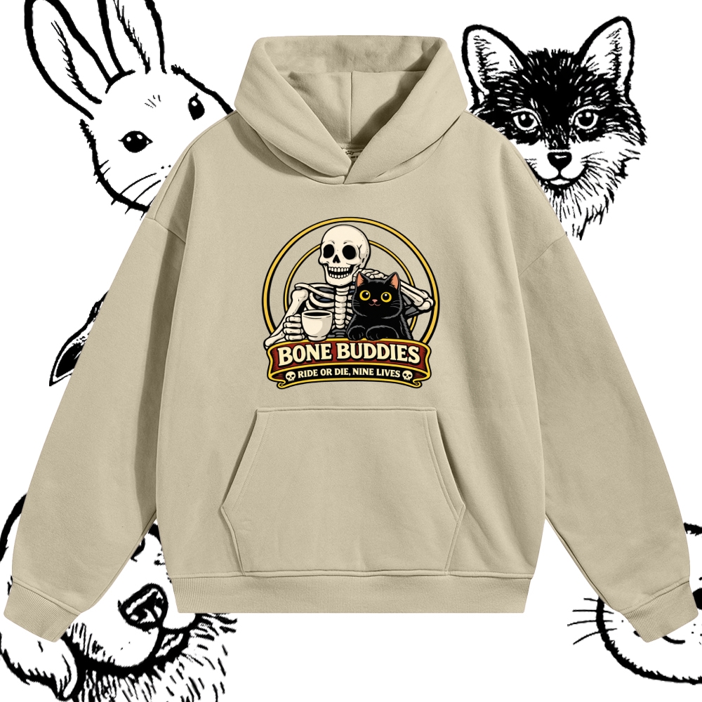 Coffee & Nine Lives Cotton Blend Classic Fit Unisex Hoodie