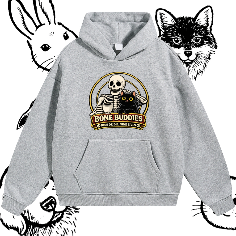 Coffee & Nine Lives Cotton Blend Classic Fit Unisex Hoodie