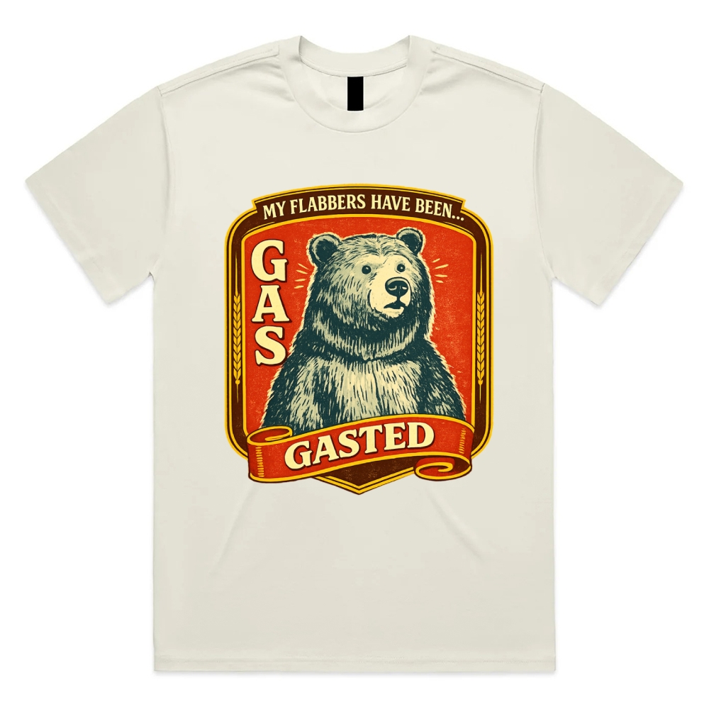 Flabbergasted Retro Bear Cotton Classic Fit Retro Dark Humor Graphic Tee