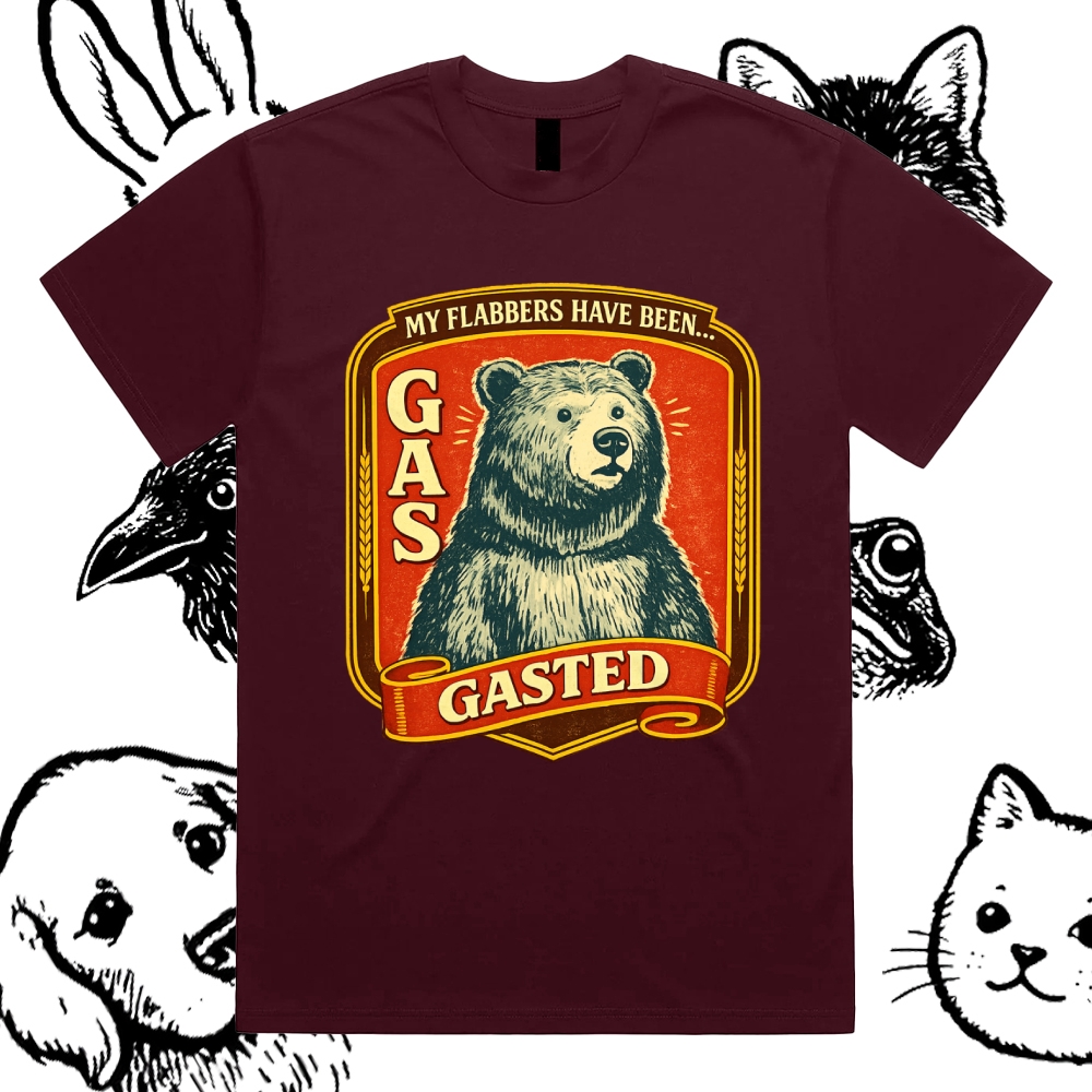 Flabbergasted Retro Bear Cotton Classic Fit Retro Dark Humor Graphic Tee