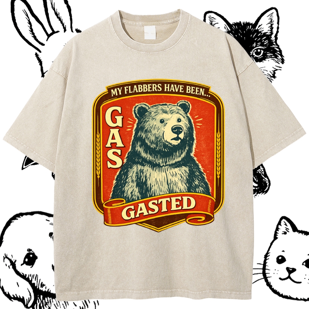 Flabbergasted Retro Bear Cotton Vintage Wash Classic Graphic Tee