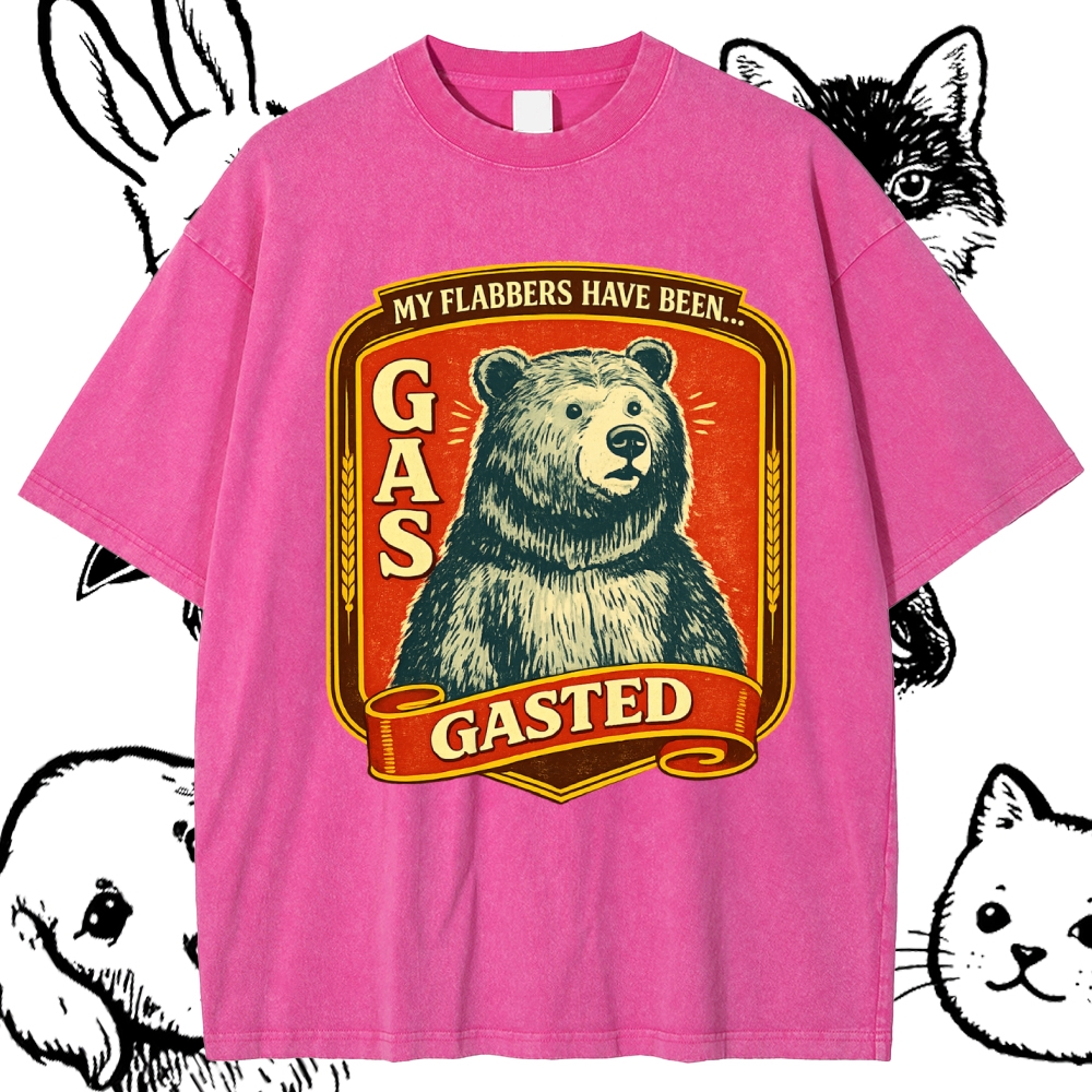Flabbergasted Retro Bear Cotton Vintage Wash Classic Graphic Tee