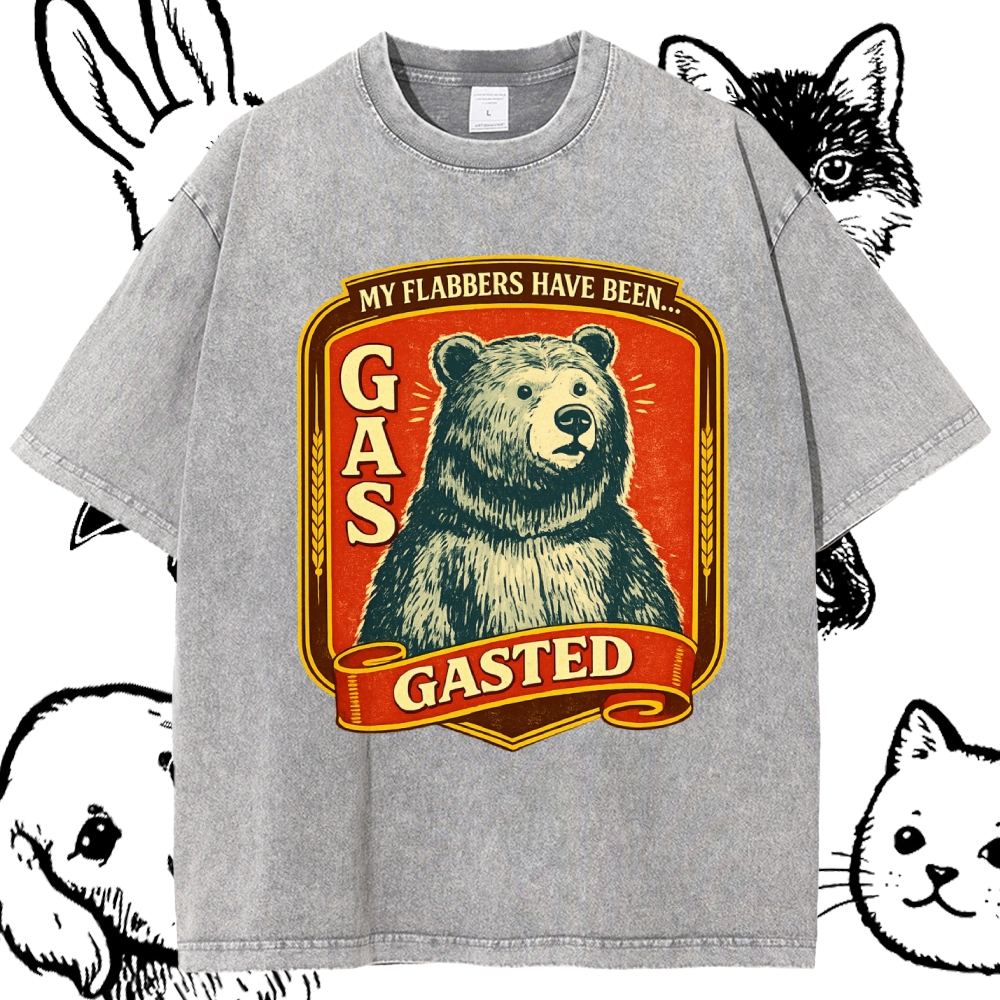 Flabbergasted Retro Bear Cotton Vintage Wash Classic Graphic Tee