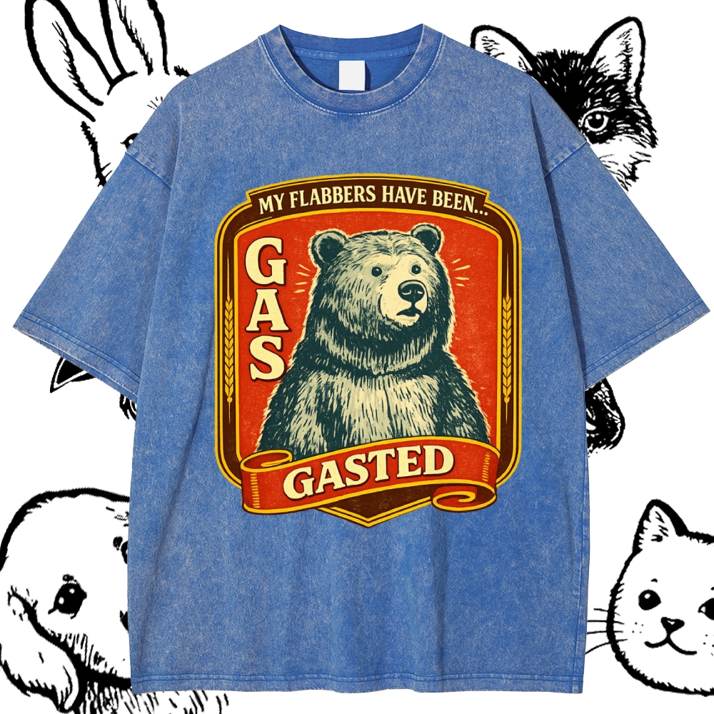 Flabbergasted Retro Bear Cotton Vintage Wash Classic Graphic Tee