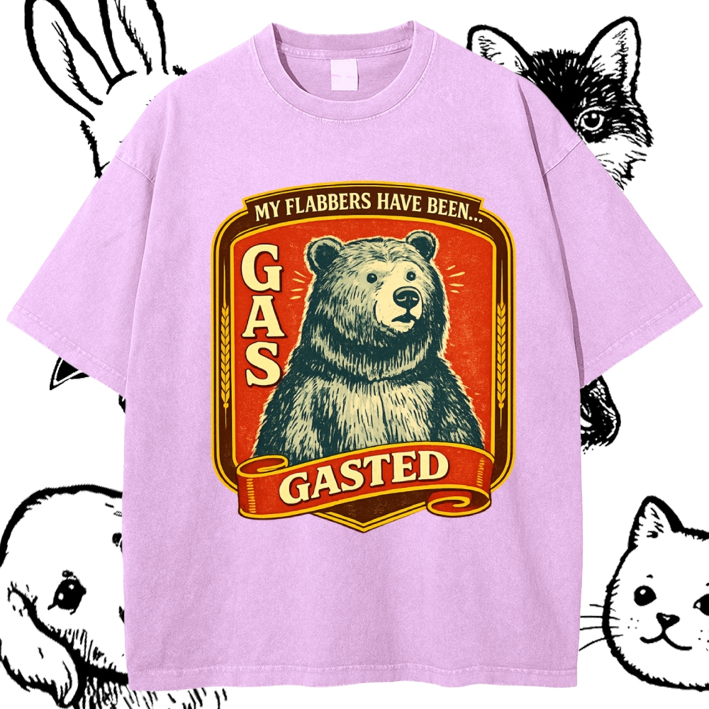 Flabbergasted Retro Bear Cotton Vintage Wash Classic Graphic Tee