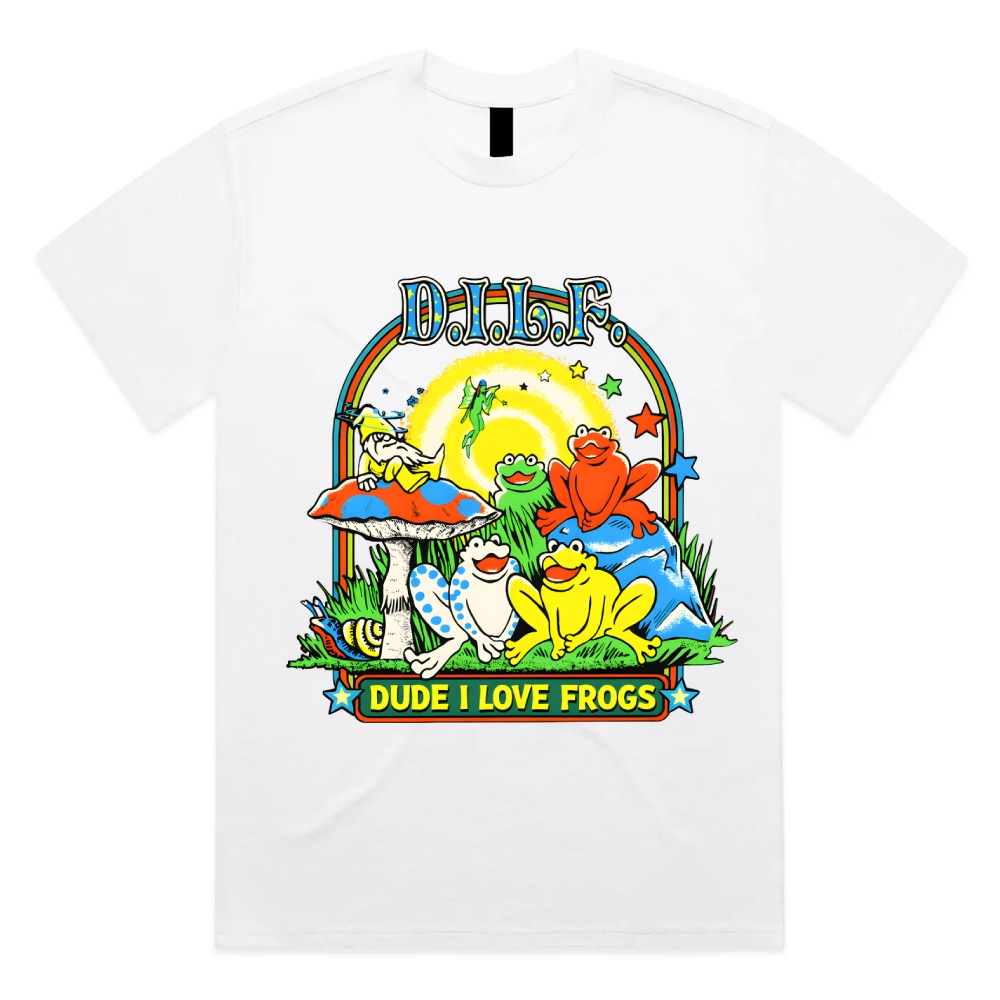 Psychedelic Frog Love Cotton Classic Fit Retro Dark Humor Graphic Tee