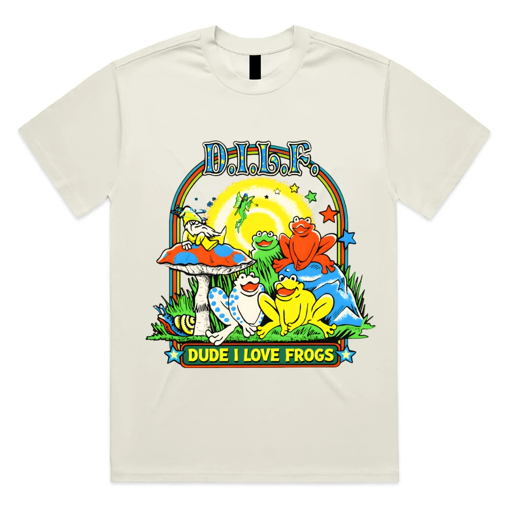Psychedelic Frog Love Cotton Classic Fit Retro Dark Humor Graphic Tee