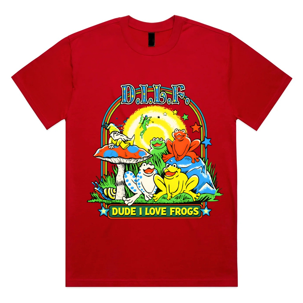 Psychedelic Frog Love Cotton Classic Fit Retro Dark Humor Graphic Tee