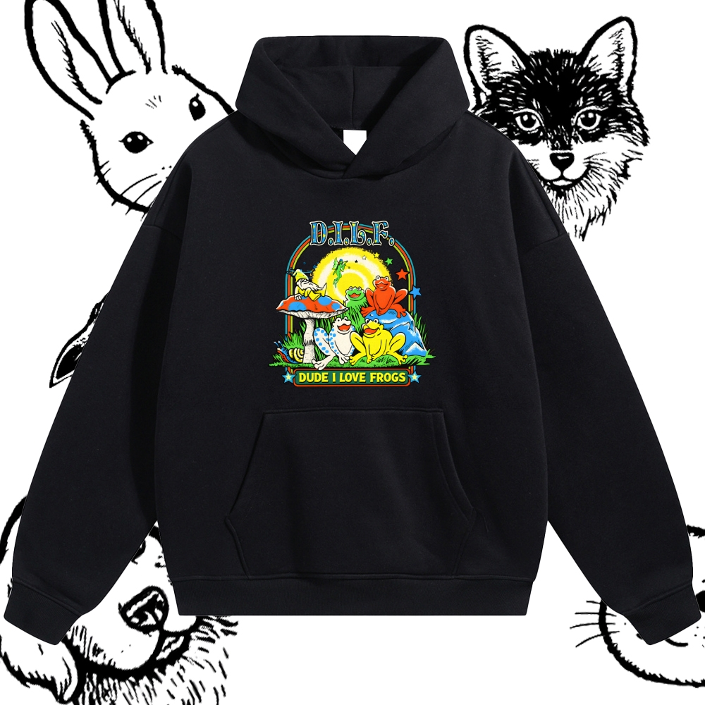 Psychedelic Frog Love Cotton Blend Classic Fit Unisex Hoodie
