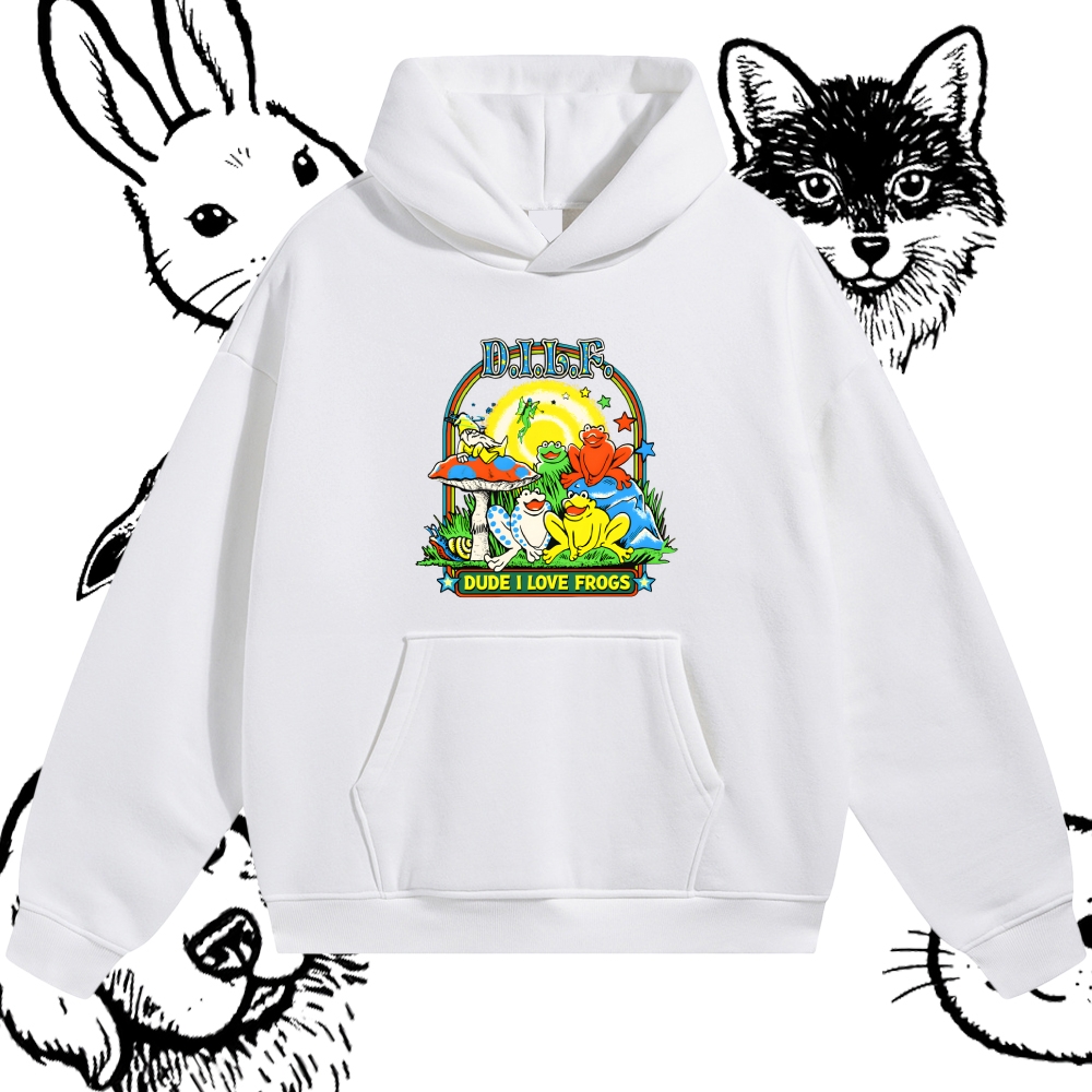 Psychedelic Frog Love Cotton Blend Classic Fit Unisex Hoodie