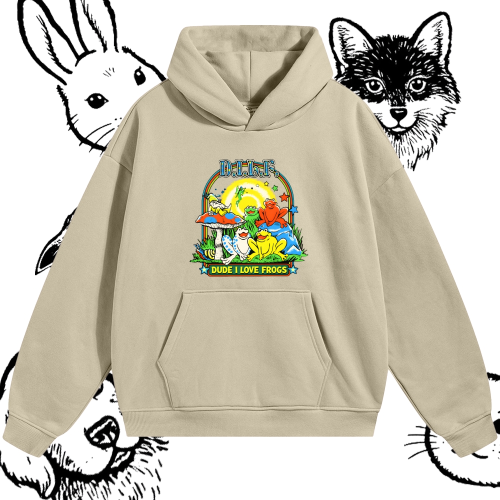 Psychedelic Frog Love Cotton Blend Classic Fit Unisex Hoodie