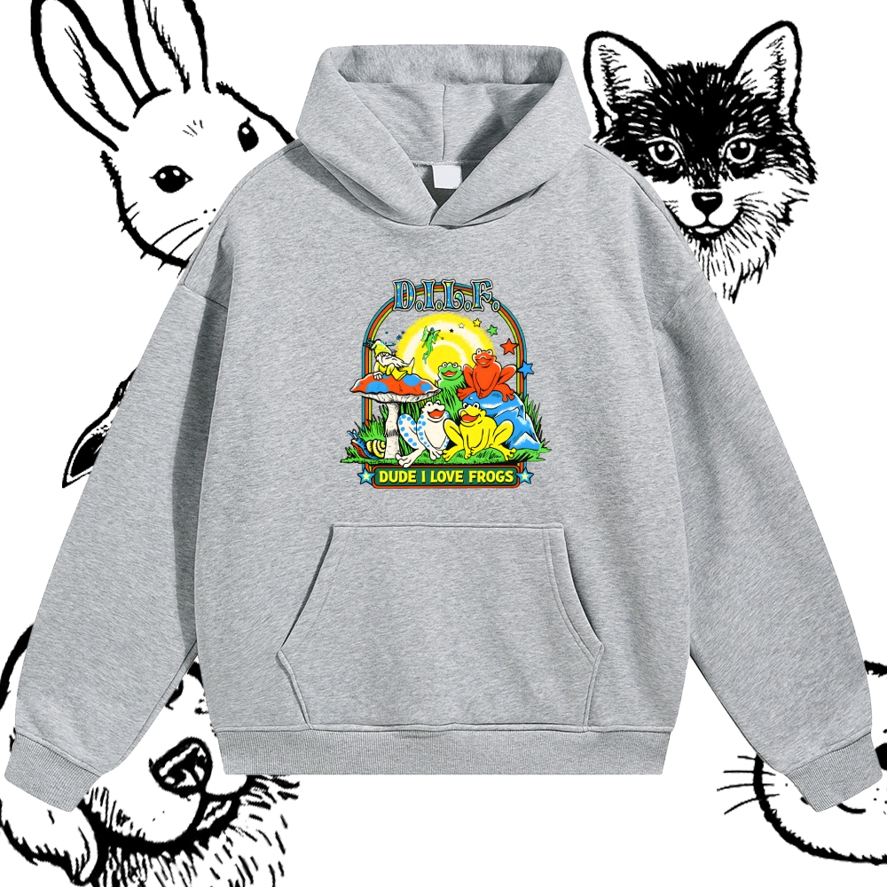 Psychedelic Frog Love Cotton Blend Classic Fit Unisex Hoodie