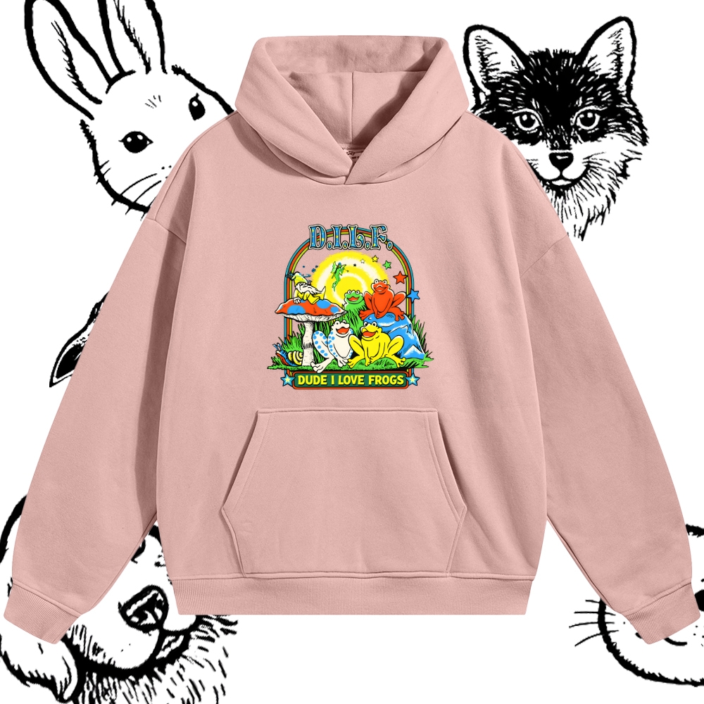 Psychedelic Frog Love Cotton Blend Classic Fit Unisex Hoodie